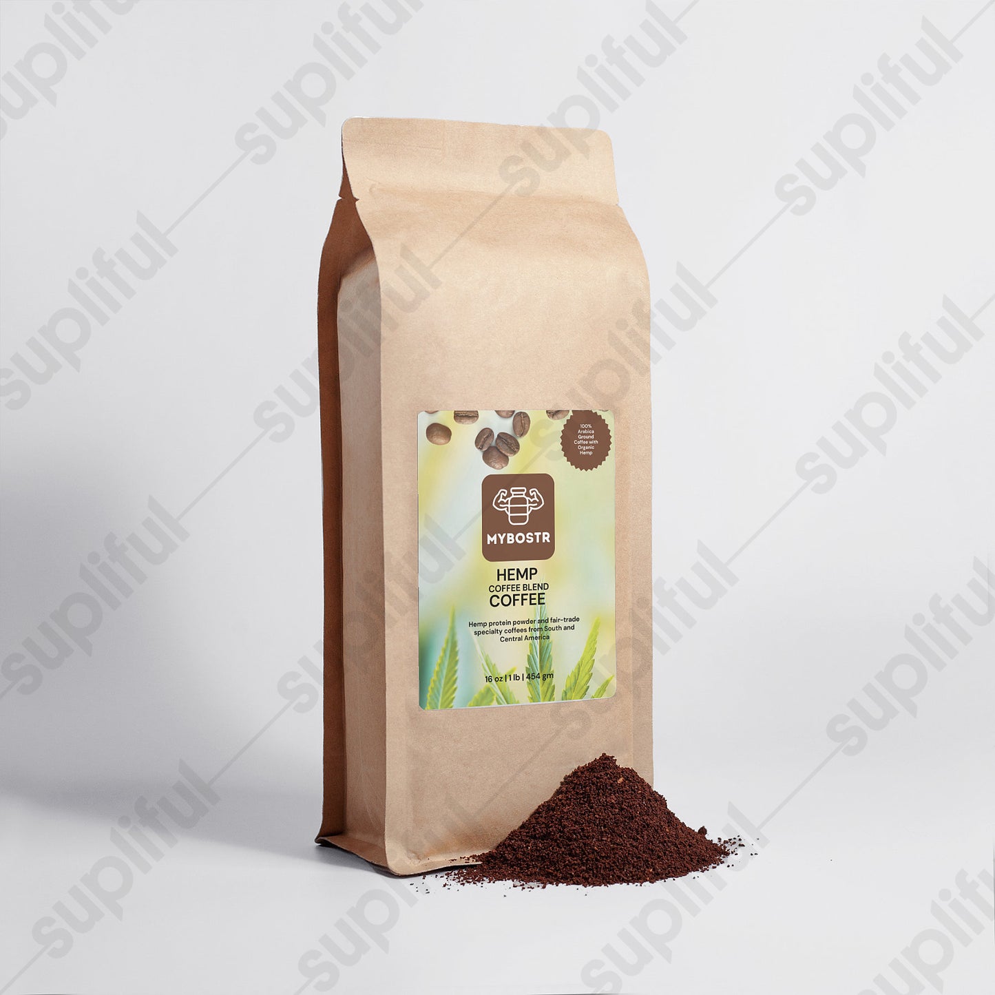 Hemp Coffee Blend - 100% Arabica Ground Coffee with Organic Hemp - Medium Roast 16oz